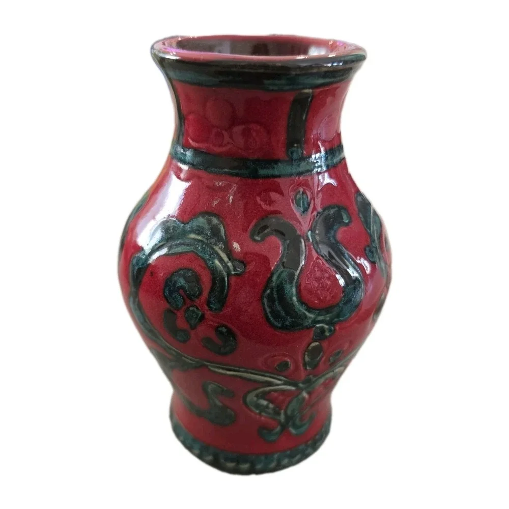 VTG Gmundner Keramik Austria Red Paprika Ceramic Vase MCM Boho Chic Cottagecore